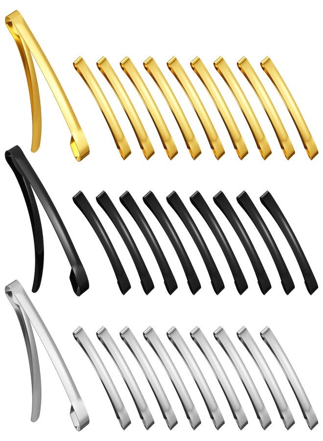 Hotop 30 Pieces Open Center Metal Barrettes Anti-slip Metal Hair Clip for Women, Assorted Colors(Slide Barrette,Black, Silver, Gold) - Image 1